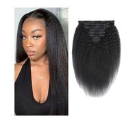 Extensiones Clip Pelo Clips rectos y rizados de 30,5 a 26.0 in for mujeres negras, cabello humano Remy de doble trama, color negro natural de cabeza completa, 18 clips con 8 piezas Extensiones de Cabe