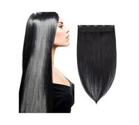 Extensiones Clip Pelo Extensiones de cabello con clip de una pieza Cabello humano real #1B Extensiones de cabello con clip recto Extensiones de cabello con clip en cabello humano 3/4 Extensiones de ca