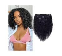 Extensiones Clip Pelo Extensiones de cabello con clip rizado afro rizado Extensiones con clip de cabello humano 8 piezas 120 g/set Clip de cabello rizado brasileño Remy for mujeres negras Extensione