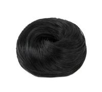 Extensiones Coletero sintético tipo donut for mujer, elástico y liso, con moño desordenado para mujeres(Jet Black)