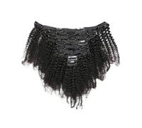 Extensiones con clip, rizadas y rizadas, for mujeres negras, cabello humano brasileño Remy, color natural, 8 unidades con 18 clips, 120 g/juego Easy Installation and Removal(22inch)