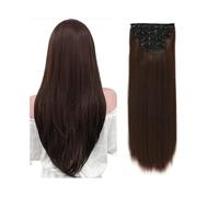 Extensiones de cabello 4 unids/set 24 "de largo recto pieza de cabello grueso clip pelo sintético en extensiones for mujeres 180 g cabeza completa con 11 clips Invisibles(Light Brown+Golden Brown)