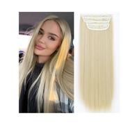 Extensiones de cabello 4 unids/set 24 "de largo recto pieza de cabello grueso clip pelo sintético en extensiones for mujeres 180 g cabeza completa con 11 clips(Bleach Blonde)