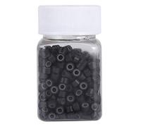Extensiones de cabello, 500PCS/Botella Extensiones de cabello Micro Anillos Eslabones de cuentas, 5MM Forros de silicona para herramienta de extensiones de cabello humano(Marron oscuro)