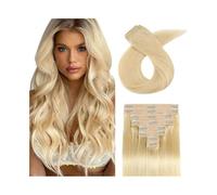 extensiones de cabello #613 Extensiones de cabello con clip de color rubio 8 piezas Extensiones de cabello humano real recto largo de 16-26 pulgadas Clip Ins Cabello Remy brasileño con 18 clips La mej