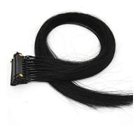 Extensiones de cabello 6D de 20" Extensiones de cabello humano 6D para extensión de cabello rápida Tecnología de conexión de gama alta Extensiones 4 filas,Negro,50CM(20 INCH)