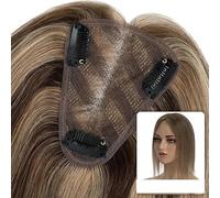 Extensiones de cabello 8 x 10 cm, hechas a mano, fina base mono, para mujer, para clips, extensiones de cabello humano de 6 a 14 pulgadas, cabello liso, nudo único, mono-postizo, añade volumen al