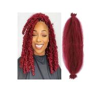 Extensiones de cabello afro trenzado, de 45 a 50 cm, elásticas, preseparadas, con trenzas suaves y crochet for mujeres negras (paquete de 6) Easy Installation and Removal(Burgundy,18inch)