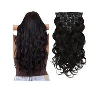 Extensiones de cabello Body Wave Clip in Hair Extensions, Real Human in 8Pcs with 20Clips Curly Natural Black Full Head In(24inches)