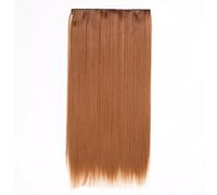 Extensiones de cabello Clip en extensiones de cabello sintético 5 Clip en extensiones de cabello Peinado largo y recto Postizo Negro Marrón Rubio 24 pulgadas Cabello falso for mujeres Piezas de pelo(3