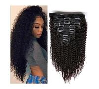 Extensiones de cabello Clip rizado rizado de 12-26 pulgadas en la extensión del pelo, onda profunda Clip de 8 piezas en cabello humano real 120/240g Postizos brasileños rizados ondulados for mujeres E