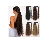 Extensiones de Cabello Cola de Caballo, Extensión de cola de caballo rizada y ondulada larga, 22 pulgadas, onda de maíz, envoltura alrededor de cola de caballo, clip en cola de caballo sintética suave