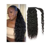 Extensiones de Cabello Cola de Caballo, Human Hair Ponytail Extension, 14-26" Long Wavy Wrap Around Ponytail Hair Extensions Brazilian Remy Hair Water Wave Ponytail Hairpiece for Women, Postizo sinté