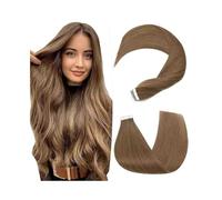 Extensiones de cabello con cinta adhesiva Cabello humano real Liso sedoso #6 Marrón castaño Cinta invisible sin costuras en extensiones 16-26 pulgadas 20 piezas 50 g(22 inches)