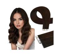 Extensiones de cabello con cinta adhesiva Extensiones con cinta de cabello Remy liso de 16 a 26 pulgadas # 2 Marrón oscuro Trama de piel invisible Cinta sin costuras en extensiones de cabello humano(2