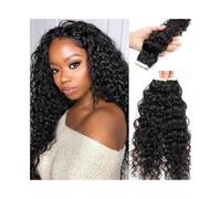Extensiones de cabello con cinta de onda profunda for mujeres negras, cabello humano brasileño, extensiones con cinta rizada, cinta fuerte de doble cara, extensiones de cabello Remy(22 inches)