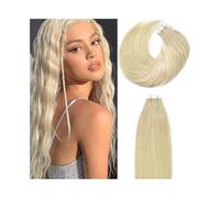 Extensiones de cabello con cinta rubia #613 Extensiones de cabello humano 20 piezas Cinta de trama de piel sin costuras en extensiones de cabello Extensiones con cinta de cabello Remy liso y sedoso(16