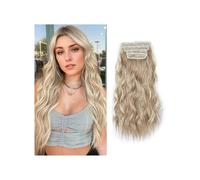 Extensiones de cabello con clip, 4 piezas, 20 pulgadas de largo, rizadas, onduladas, sintéticas, naturales, for mujer Easy Installation and Removal(Dirty Blonde)