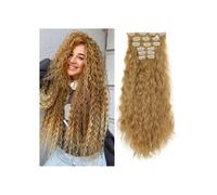 Extensiones de cabello con clip, 6 piezas de extensiones de cabello sintético ondulado largo con clip for mujeres de 22 pulgadas Easy Installation and Removal(Dark blonde)