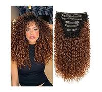 Extensiones de cabello con clip 7 piezas Kinky Curly Clip In Hair Extension Full Head - Doble trama Full Head Resistencia al calor Extensiones de cabello sintético Fake Hair Pieces for mujeres, 24" C