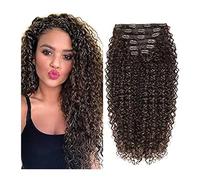 Extensiones de cabello con clip 7 piezas Kinky Curly Clip In Hair Extension Full Head - Doble trama Full Head Resistencia al calor Extensiones de cabello sintético Fake Hair Pieces for mujeres, 24" C