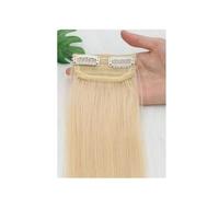 Extensiones de cabello con clip, cabello humano real, postizos cortos for mujeres con cabello fino que añaden volumen al cabello. Wear and Go(Platinum Blonde,10cm)