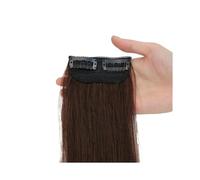 Extensiones de cabello con clip, cabello humano real, postizos cortos for mujeres con cabello fino que añaden volumen al cabello. Wear and Go(Dark brown,15cm)