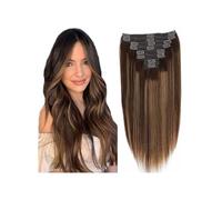 Extensiones de cabello con clip Cabello humano Remy 16-26 pulgadas Marrón medio Mezclado Rubio oscuro Clip en extensiones de cabello Remy recto de seda 120 g 8 piezas Easy Installation and Removal(26i