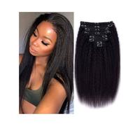 Extensiones de cabello con clip Clip recto rizado en extensiones de cabello humano Color natural Clip de cabello brasileño Remy en extensiones de cabello 120G 8 Unids/set Cabeza completa for mujeres