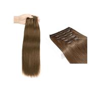 Extensiones de cabello con clip de 1 pieza Extensiones de cabello con clip Cabello humano real #6 Marrón castaño 120G 8 piezas Trama doble Grueso Sedoso Recto Clip en extensiones de cabello Remy Posti