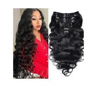 Extensiones de cabello con clip de 1 pieza Extensiones de cabello con clip de cabello humano real, 10-26 pulgadas, 120 g/juego, negro natural, extensiones de cabello humano Remy brasileño con clip, do