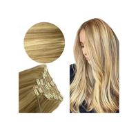 Extensiones de cabello con clip de 1 pieza Extensiones de cabello con clip for mujeres, P8/613# Extensiones de cabello humano real rubio resaltado de 8 a 26 pulgadas, 4.23 oz, extensiones rectas sin c