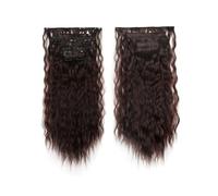 Extensiones de cabello con clip de 24 pulgadas for mujeres, 6 piezas de postizos sintéticos rizados y ondulados largos Easy Installation and Removal(Light brown)