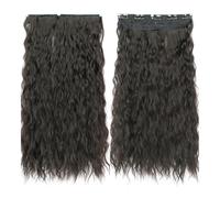 Extensiones de cabello con clip de 80 cm, 1 pieza de postizo sintético ondulado ondulado for mujeres 140 g Easy Installation and Removal(Dark brown)
