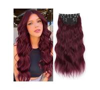 Extensiones de cabello con clip de onda de agua de 20 "de largo, 4 extensiones de cabello sintético de aspecto natural for mujeres, extensión de cabello rizado ondulado de 180 g con 11 clips Easy Inst