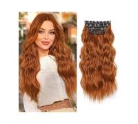 Extensiones de cabello con clip de onda de agua de 20 "de largo, 4 extensiones de cabello sintético de aspecto natural for mujeres, extensión de cabello rizado ondulado de 180 g con 11 clips Easy Inst