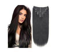 Extensiones de cabello con clip Extensiones de cabello con clip Extensiones de cabello humano Remy brasileño for mujeres 8 piezas 4.23 oz doble trama sedosa recta clip en extensiones de cabello color