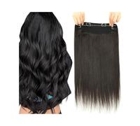 Extensiones de cabello con clip Extensiones de cabello de alambre de cabello humano real, extensiones de cabello liso de una pieza de 14-20 pulgadas, extensiones de cabello con clip de línea de pescad