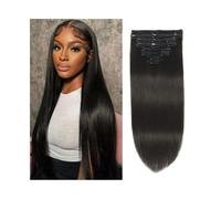 Extensiones de cabello con clip Extensiones de cabello humano con clip de 40,6 a 26.0 in, 4.23 oz, 8 piezas con 18 clips, color negro natural, doble trama, cabello Remy brasileño, extensiones de cabel