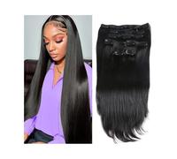 Extensiones de cabello con clip Extensiones de cabello recto con clip for mujeres Extensiones de cabello Remy brasileño 8 piezas 240 g Trama doble Grueso Sedoso Clip en extensiones de cabello humano E