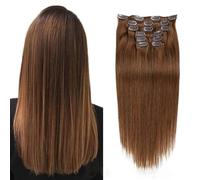 Extensiones de cabello con clip para mujeres, clip recto sin costuras en extensiones de cabello humano, 7 piezas de juego de 16 clips, postizos invisibles,24inch (60cm)