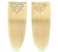 Extensiones de cabello con clip para mujeres, extensiones gruesas de cabello humano real desde la raíz hasta la punta, clip de cabello natural ins 10 piezas, # 24,24inch (60cm) 160g