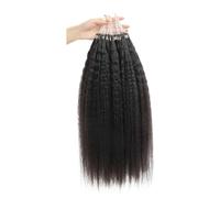 Extensiones de cabello con microanillos, rizado, liso, color natural, cabello humano Remy, invisible, suave y sedoso, 50 g por paquete Easy Installation and Removal(24inch)
