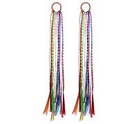 Extensiones de cabello con trenzas de arco iris, banda elástica para mujeres y niñas, con purpurina para pony, pelucas de colores, piezas de pelucas de colores para el mes del orgullo, accesorios de