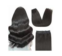 Extensiones de cabello de alambre de 16 a 26 pulgadas, línea de pescado invisible, pieza humana negra natural con transparente Wear and Go(18 inches)