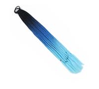 Extensiones de cabello de color de 24 pulgadas, extensiones de cola de caballo trenzada, pelucas trenzadas con bandas de goma, postizos sintéticos Wear and Go(C9)