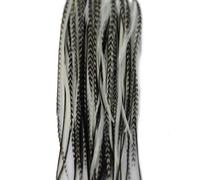 Extensiones de cabello de plumas 100% plumas de gallo reales Grizzly blanco y negro 5 plumas unidas en la punta
