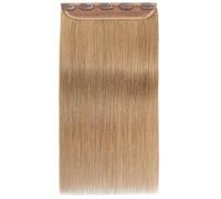 Extensiones de cabello de una pieza de uso diario, 3/4 de cabeza completa con clip en Remy para mujeres, para más volumen de cabello (rubio oscuro, 40,6 cm)