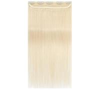 Extensiones de cabello de una pieza de uso diario, 3/4 de cabeza completa con clip en Remy para mujeres, para más volumen de cabello (rubio platino, 35,5 cm)