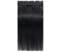 Extensiones de cabello de una pieza de uso diario, 3/4 de cabeza completa con clip en Remy para mujeres, para más volumen de cabello (negro azabache, 45,5 cm)